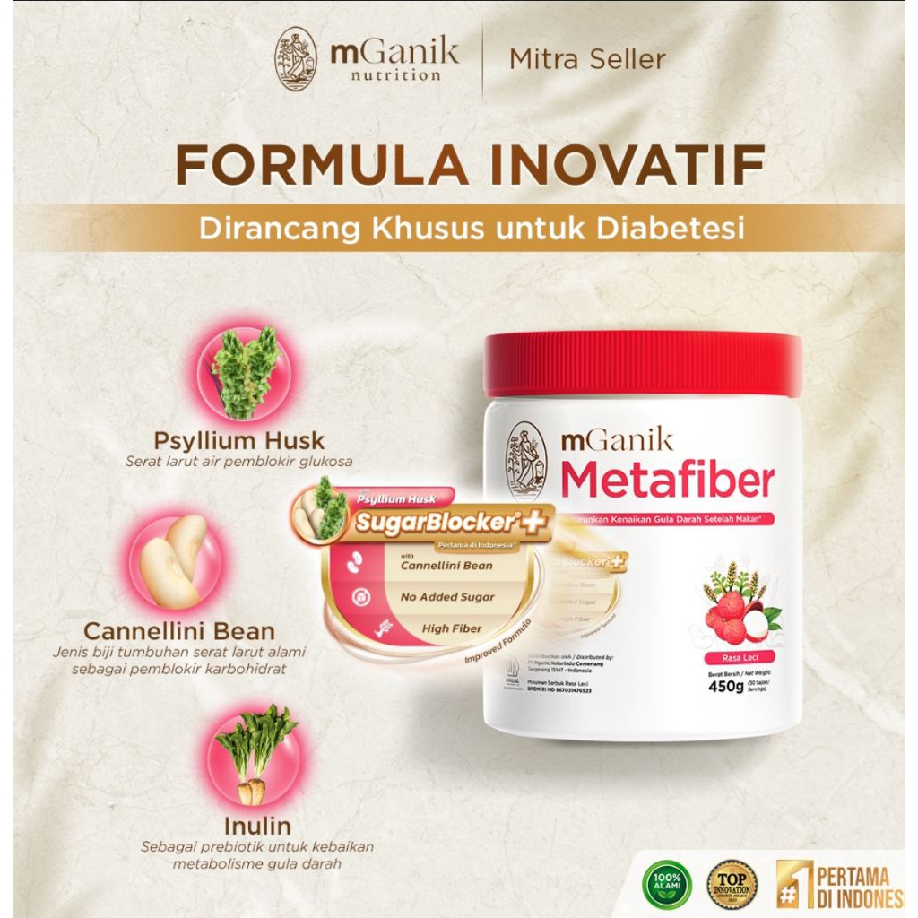 MGanik Metafiber Lechi 450 g - Diabetes - Original