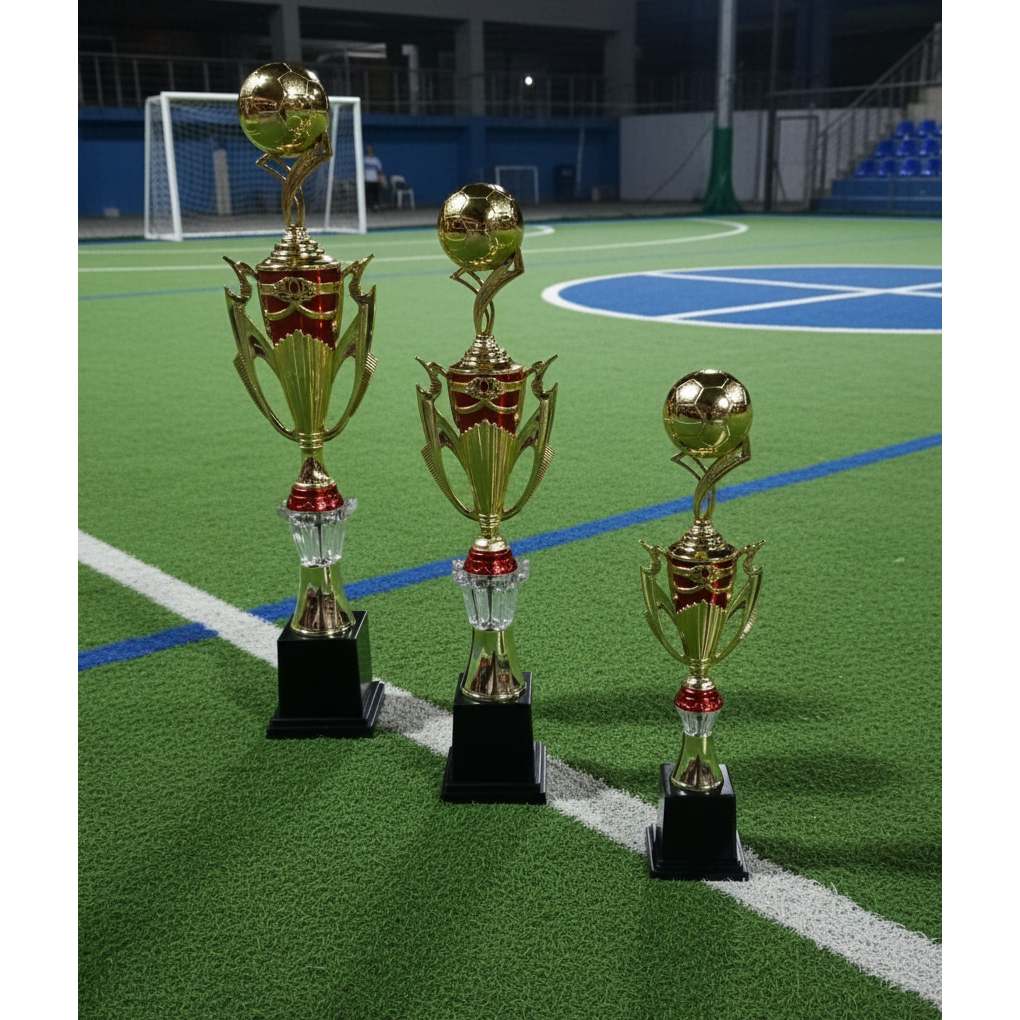 Piala Set Juara 123 Olah Raga Sepak Bola/Futsal 1 Kaki Merah Bisa Satuan