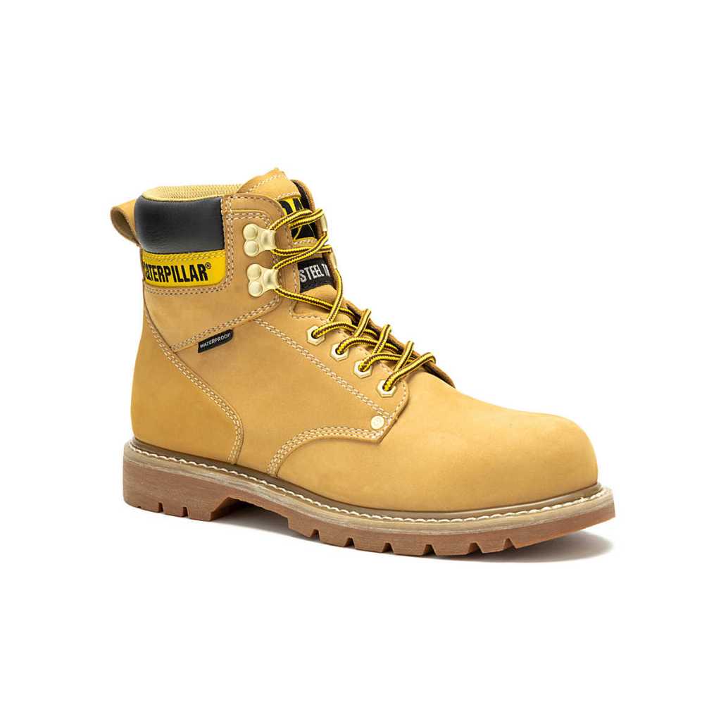Sepatu Safety Pria Caterpillar Original Second Shift WP ST Honey Reset
