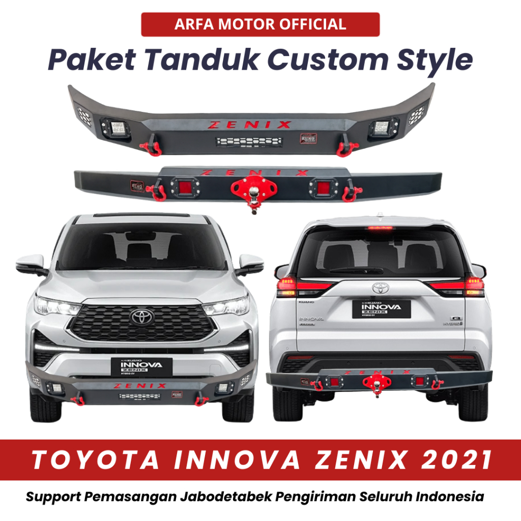 Paket tanduk depan towing belakang innova zenix 2021 custom pengaman pelindung bemper anti karat