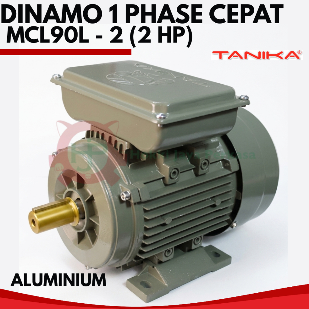 TANIKA Dinamo 1 Phase Cepat MCL90L - 2 (2 hp) Aluminium 1.5 kW / 2 HP / 2900 rpm Induction Motor Tan