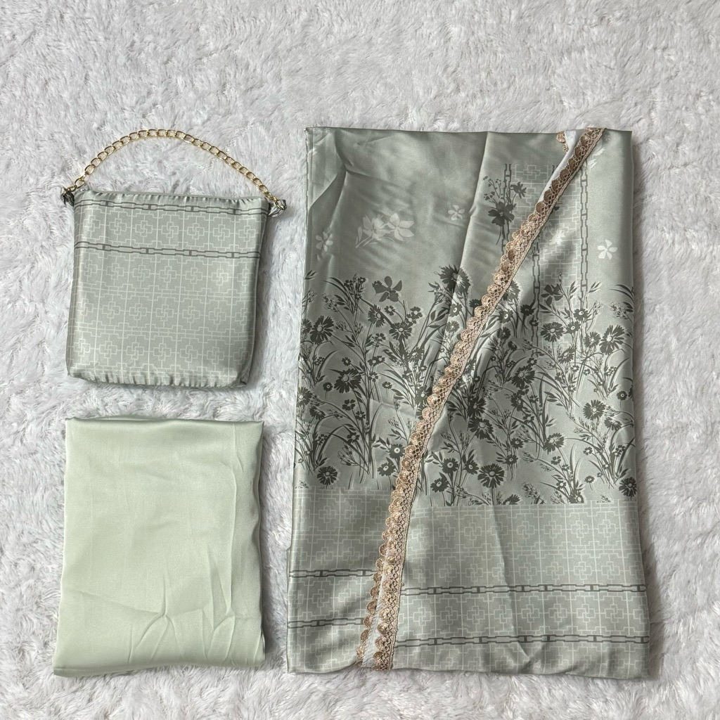 [BEST SELLER] MUKENA ARMANI SILK MOTIF 2in1 PREMIUM TRAVELLING 2in1 set praying big size full renda 