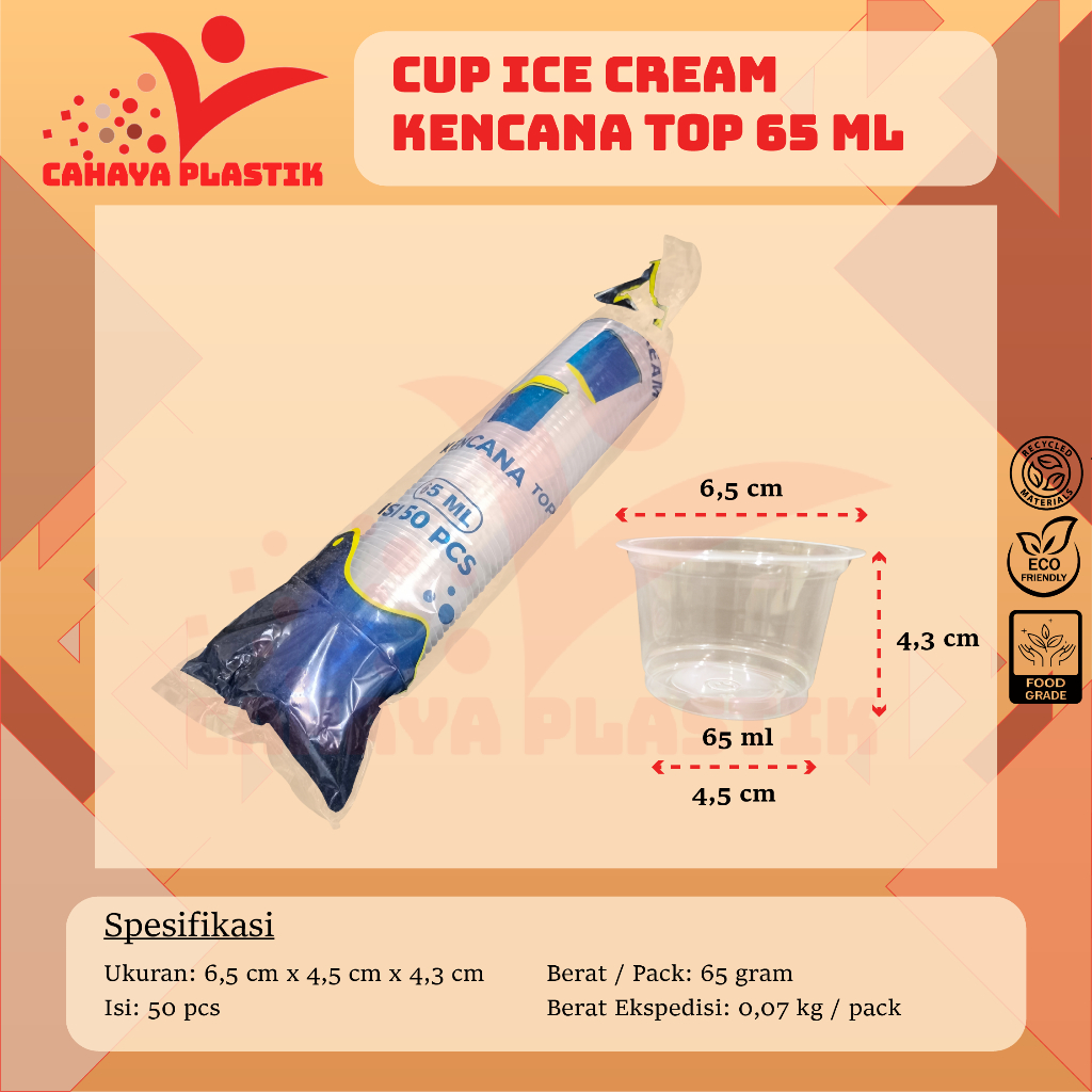 Gelas Plastik 65ml isi 50pcs | Cup Puding | Eskrim | Jelly 65 ml