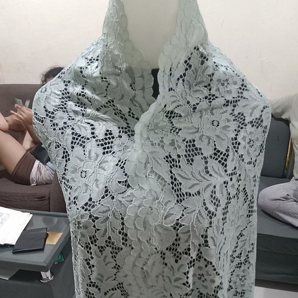 Bahan kebaya brukat hijau sage