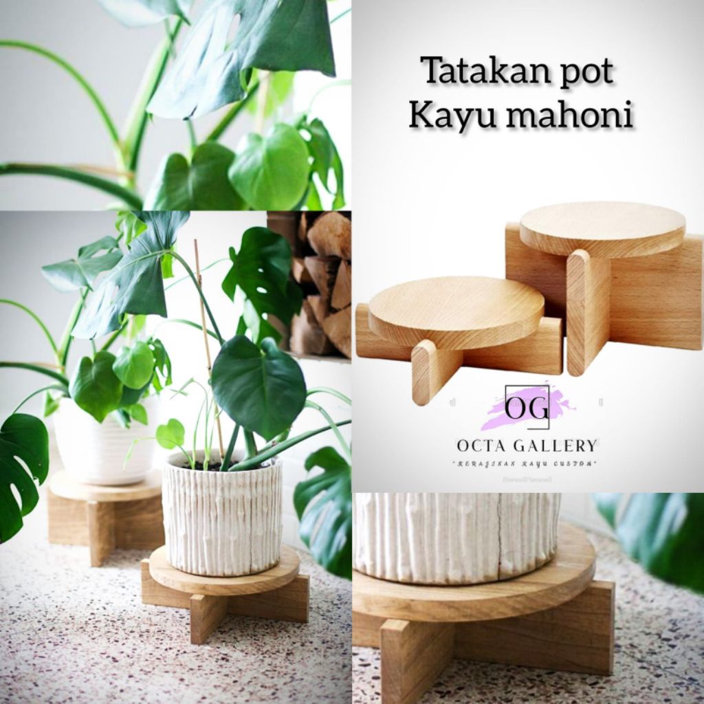 Tatakan pot kayu mahoni /alas pot kayu