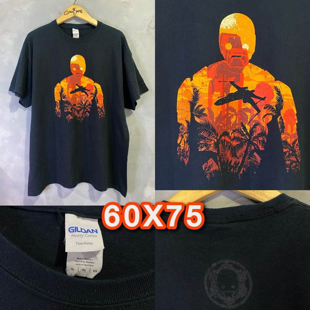 Kaos Gildan Heavy Cotton Hitam - Graphic Droid Silhouette Second Original