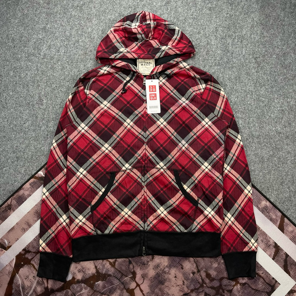 Hoodie Uniqlo tartan ziper second
