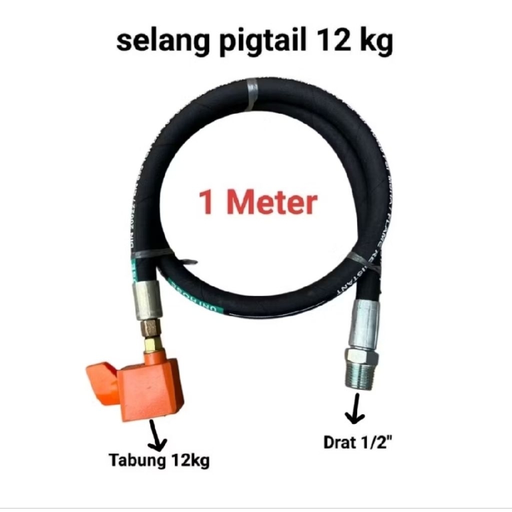 Selang gas LPG pigtail 12 kg + Regulator Zeppelin