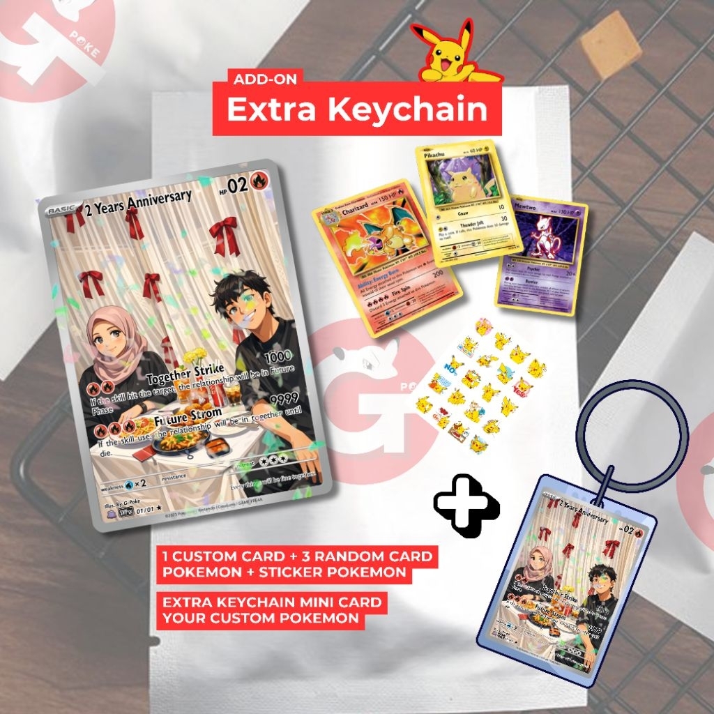 Extra Keychain Custom Kartu Pokemon