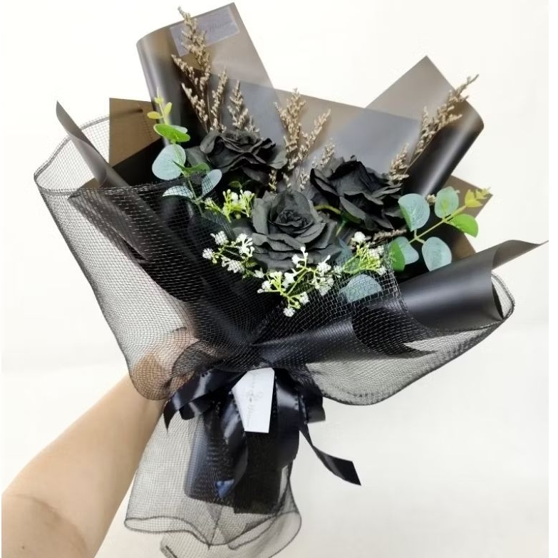 buket mawar hitam / black rose bouquet / buket mawar