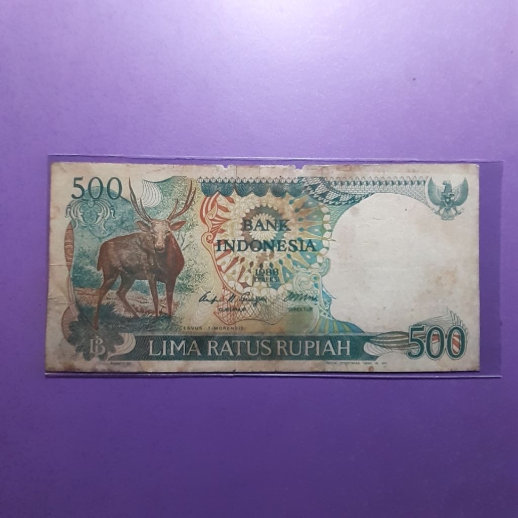 Uang kuno 500 rupiah kijang tahun 1988