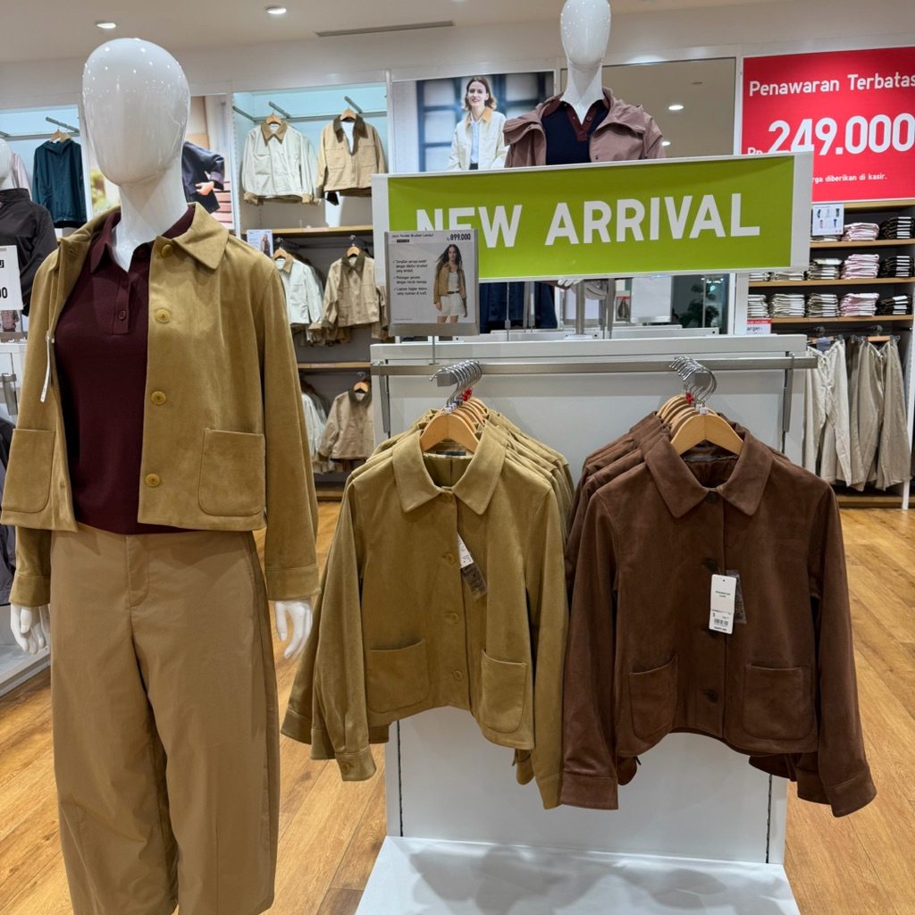 jaket pendek brushed lembut suede uniqlo sale