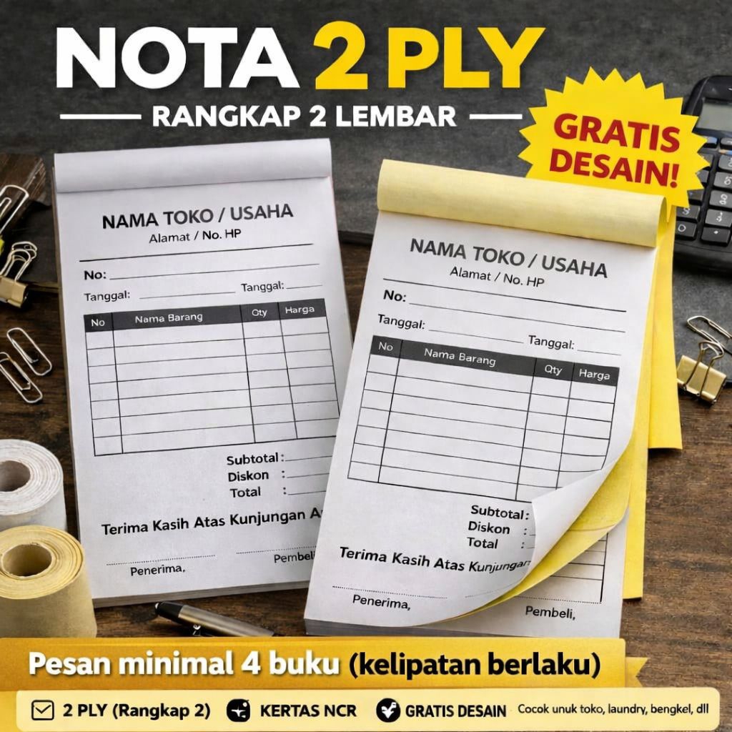 Nota 2 ply atau rangkap 2 | [ NOTAMURAH ] Buku Nota sembako | Nota Toko bangunan | Nota Toko elektro