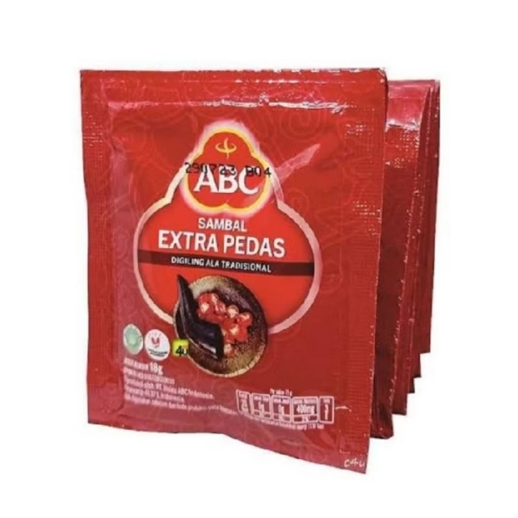 saos  abc extra pedas 15 gram 1 renceng isi 10 sachet
