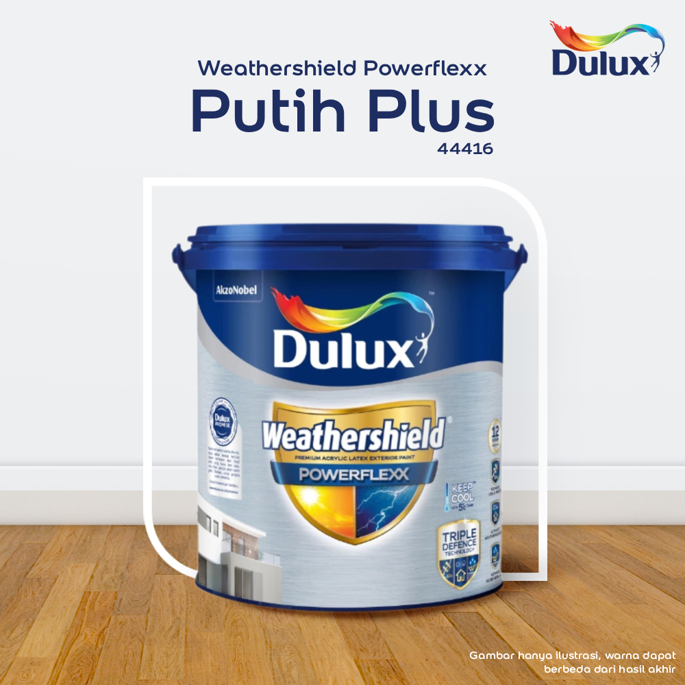 CAT TEMBOK PUTIH PLUS DULUX WEATHERSHIELD POWERFLEXX - 2,5 LITER CAT PUTIH PLUS 44416 CAT TEMBOK EKS