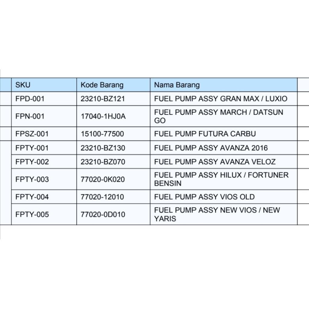 FUEL PUMP ASSY HILUX / FORTUNER BENSIN 77020-0K020
