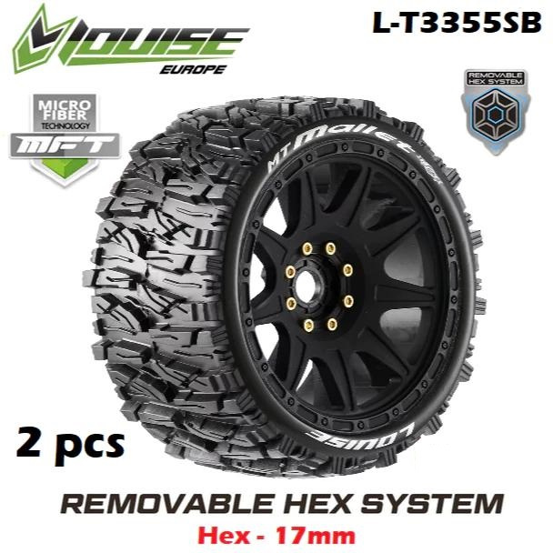 Louise MFT MT-MALLET Speed 1/8 Monster Truck Tire Removable Offset HEX 17mm Mounted Ban RC