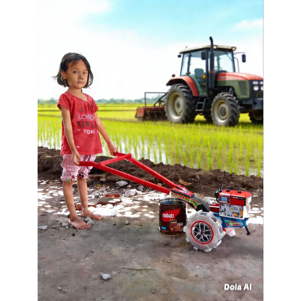 miniatur traktor mini, traktor mainan anak , traktor kayu, mainan tradisional
