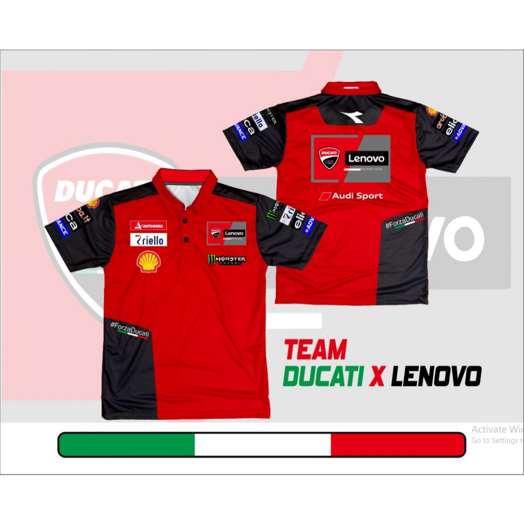 AR21_SPORT Jersey Polo Moto GP Ducati Lenovo Dryfit Fullprint bahan tebal adem