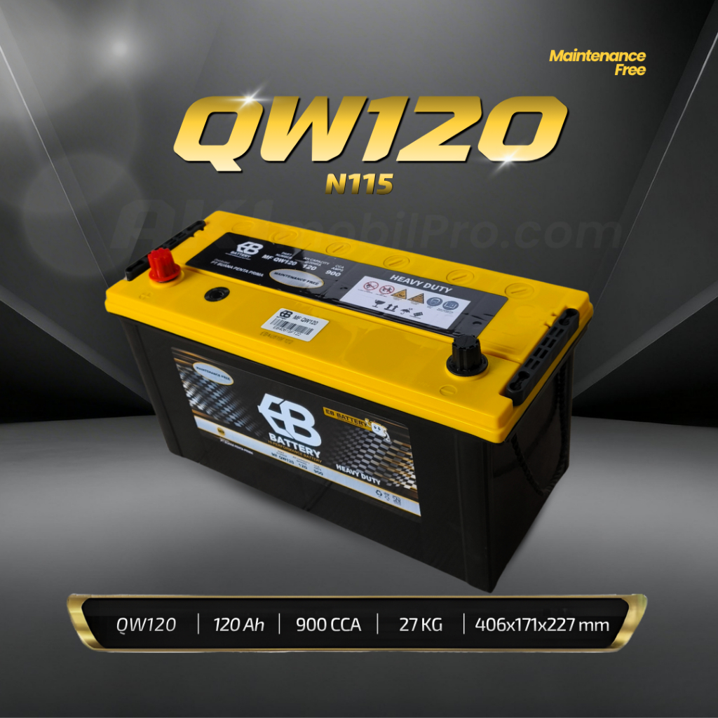 Aki Mobil Truk Hino Dutro | Dump Truk | EB BATTERY MF QW120 (N115) 120Ah CCA 900Amps Kering Bergaran