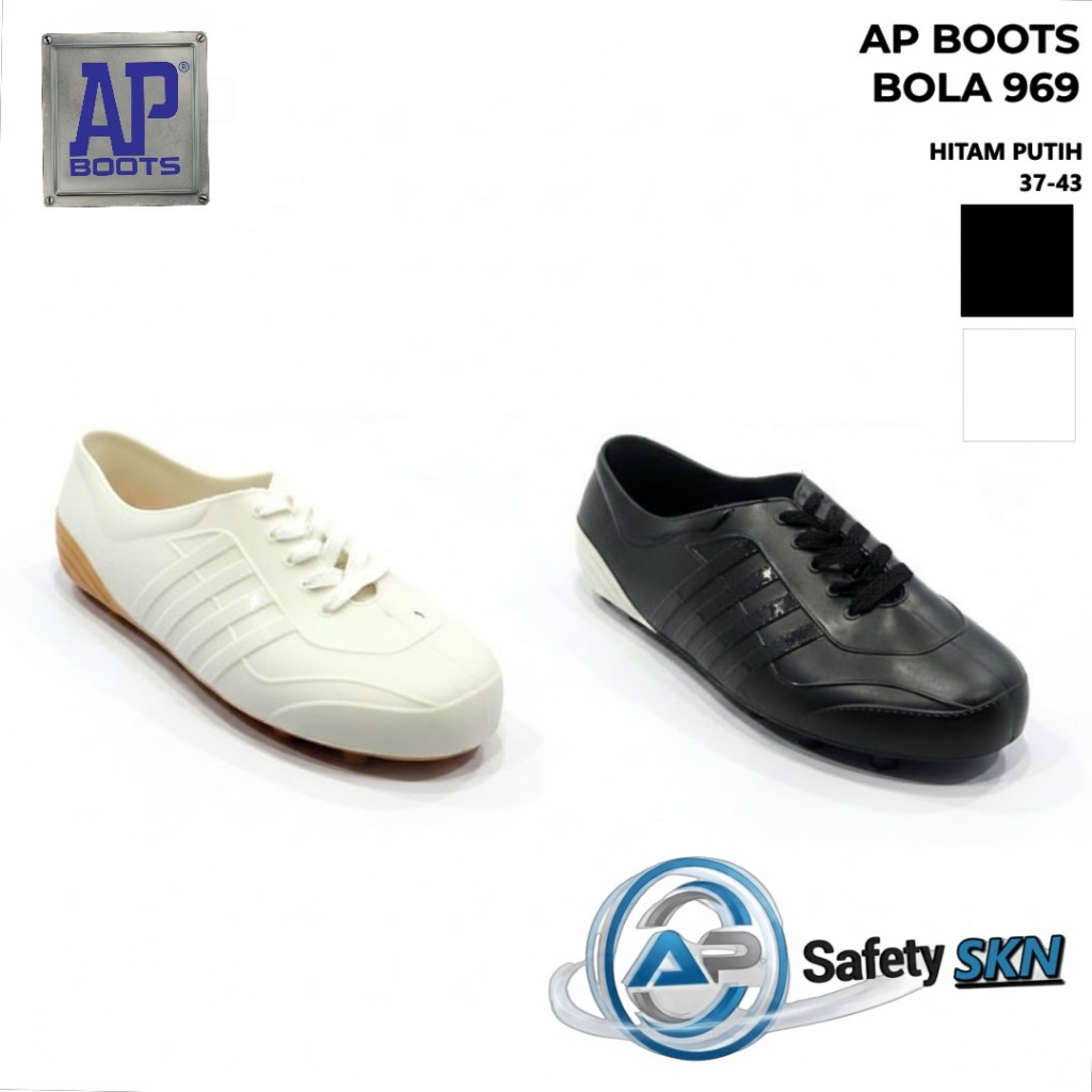 AP Boots AP 969 Putih Coklat & Hitam Putih - Sepatu Bola PVC