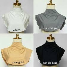 Manset Leher Rayon Spandex Polos Adem Halus Inner Hijab Dalaman Leher Anti Gerah Warna Hitam Putih N