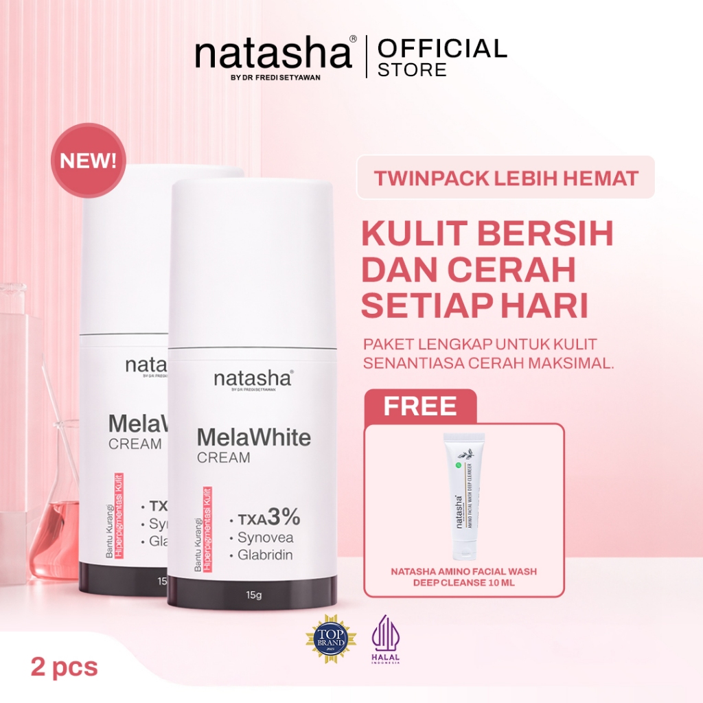 [NEW LAUNCH] Twinpack - Natasha by Dr Fredi Setyawan Melawhite Cream Free Amino Facial Wash - Kulit 