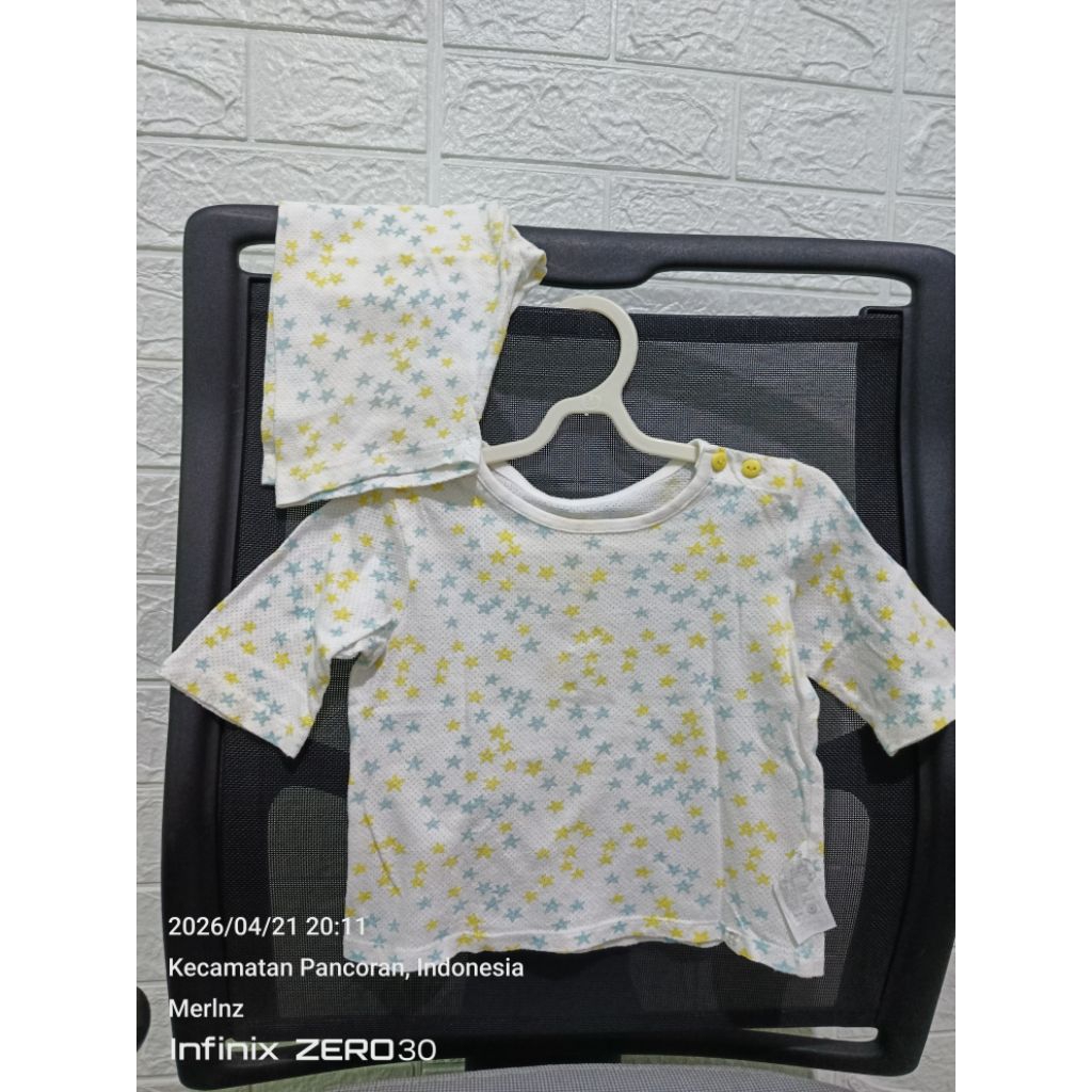 Setelan baju bayi 24 bulan/bayi laki-laki atau perempuan/dari  Agabang/motif bintang kuning biru, ba