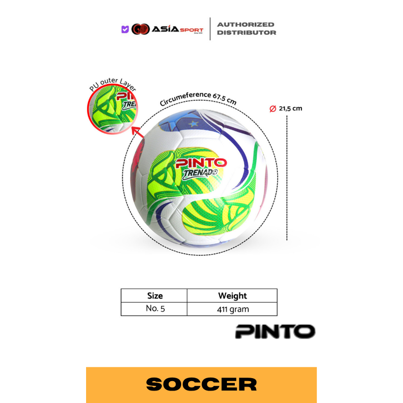 Soccer Ball Pinto Trenado (5) PU | Sepak Bola | Bola Sepak Pinto Trenado PBPU-014 Size 5