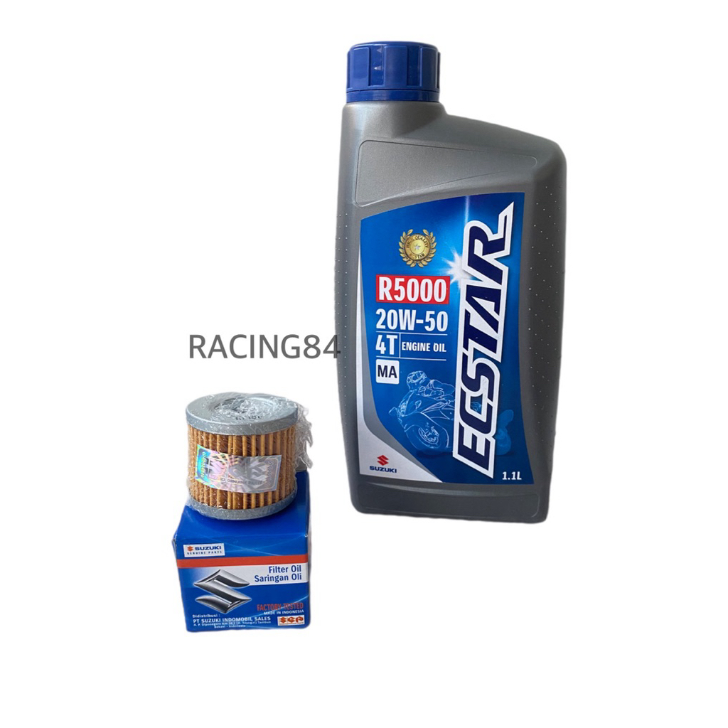 Paket Servise SATRIA FU GSX THUNDER F150 2004-2015 SUZUKI ECSTAR ORIGINAL OLI Mesin+Filter Oli