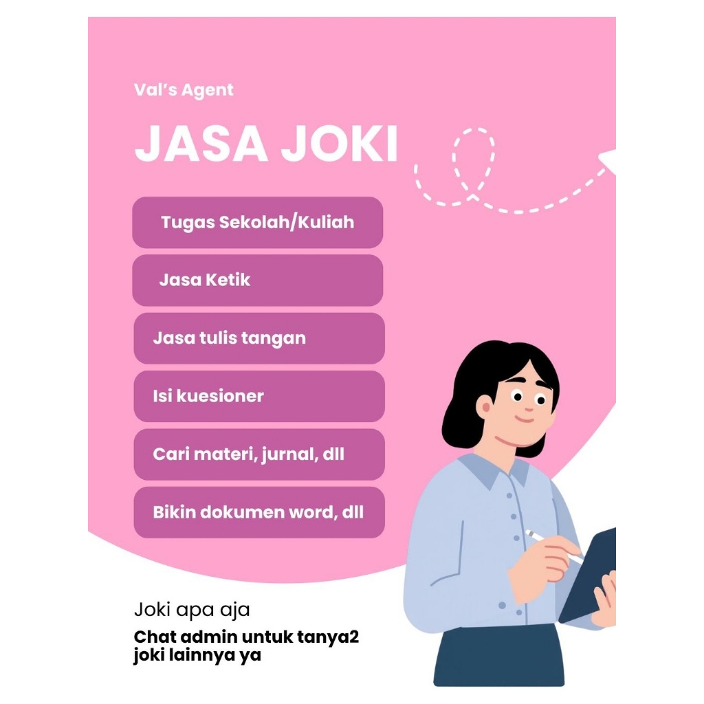 Jasa Joki Tugas Sekolah, Kuliah, Ketik, Tulis Tangan, Kuesioner, Materi, Jurnal, Dokumen Word, dll -