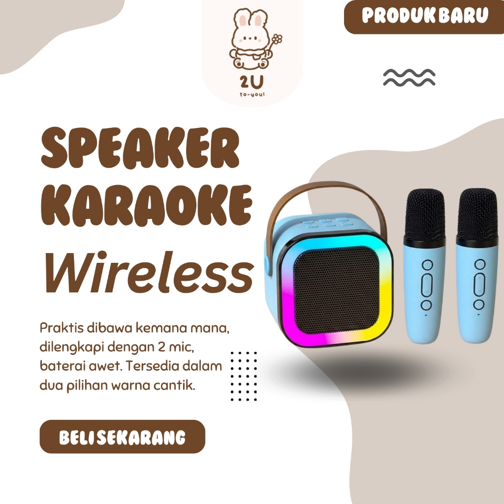 2U - Speaker Karaoke Wireless |Speaker Bluetooth Karaoke Set 2Mic | Set Mini Speaker