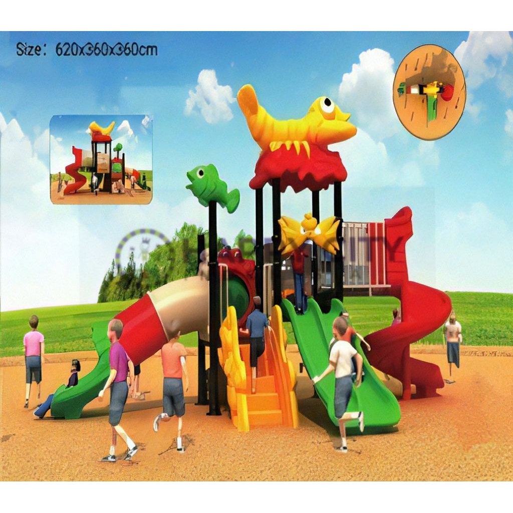 Playground outdoor/indoor perosotan karakter Lobster, Happy City Indonesia