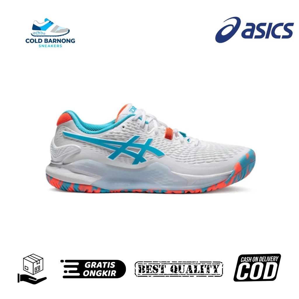 Sepatu On Tenis /Padel Asics Gel-Resolution 9 White Blue Stabilitas Maksimal Di Lapangan