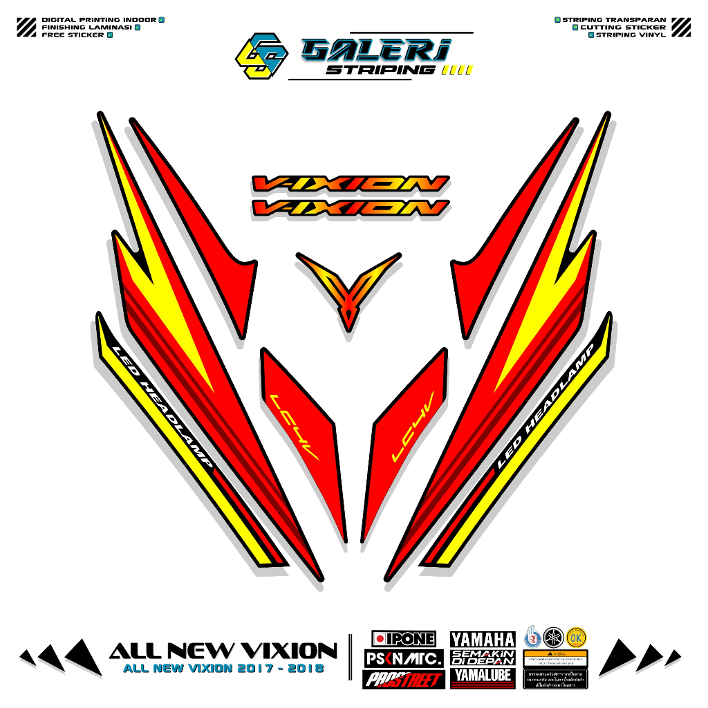 STRIPING ALL NEW VIXION 2017 2018 MOTIF 5 STIKER YAMAHA VIXION NEW FACELIFT STICKER VIXION STANDAR