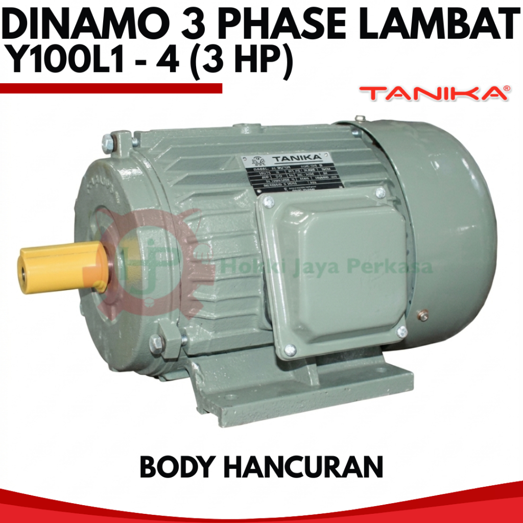 TANIKA Dinamo 3 Phase Lambat Y100L1 - 4 (3hp) Body Hancuran 2.2 kW / 3 HP / 5.0 A / 1430 rpm Inducti