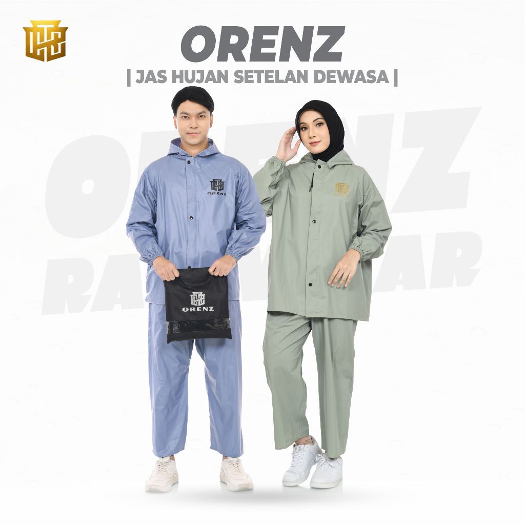 JAS HUJAN SETELAN PRIA WANITA BAHAN PVC TEBAL LENTUR ANTI REMBES BY ORENZ