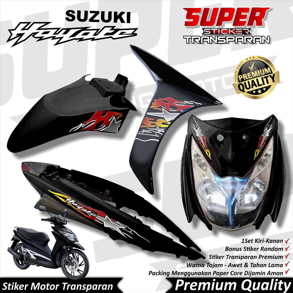 Stiker Transparan Hayate Anti Luntur keren Striping Hayate Striping Suzuki Hayate STARFLAME