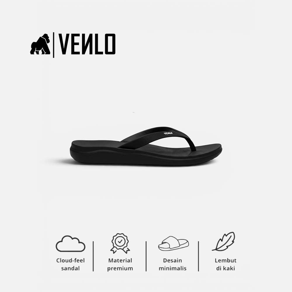 Venlo - Nixx Sandal Jepit Pria Sandal Traveling Casual Black Pria Anti Slip Terbaru