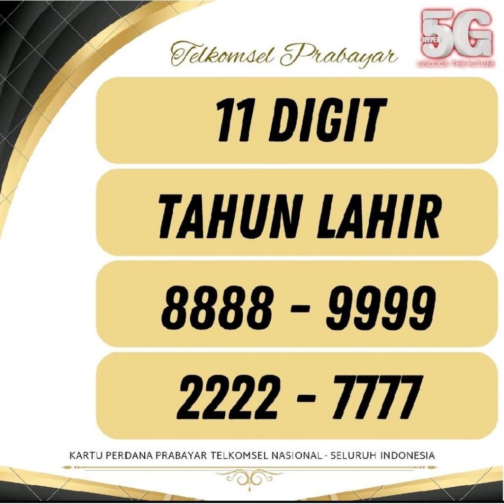 Nomor Cantik Telkomsel 11 ANGKA BONUS 3GB KUOTA Super 888 Kartu Perdana Telkomsel Tsel Red Telkomsel