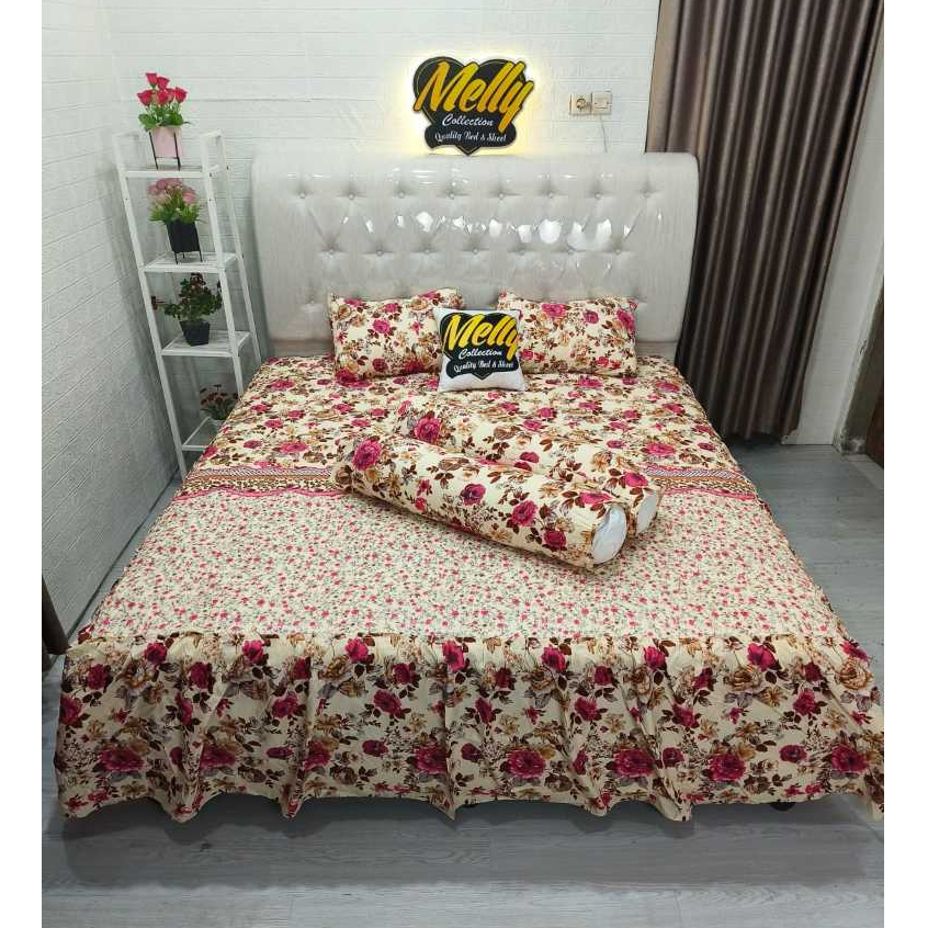 Sprei Rumbai Ukuran 180x200 160x200 120x200 Motif bunga ( free sarung bantal& sarung guling )