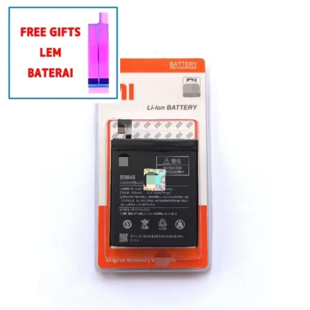 Baterai Batre Redmi Note 3 | Redmi note 3 Pro Bm46 ORI + LEM ADHESIVE