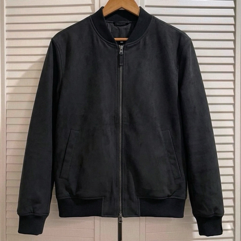 Uniqlo - Suede-Touch Rib Blouson / Bomber Jacket - Black - Size S fit M