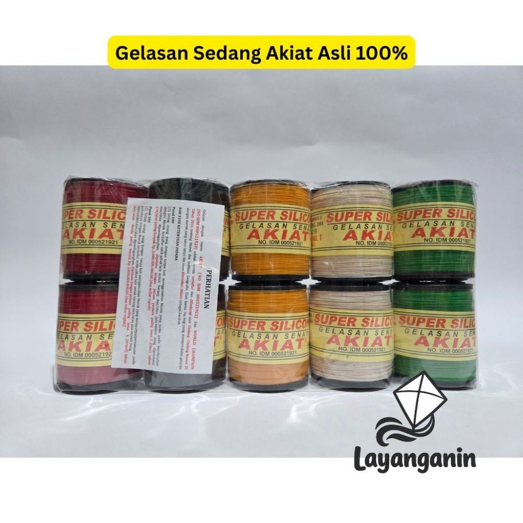 Benang Layangan Gelasan Sedang AKIAT Original 100% | Super Silicon Tajam Kuat | Aduan Anti Putus