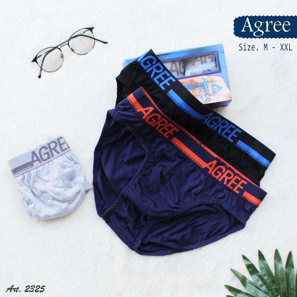 AGREE - Celana Dalam Pria Agree Karet Lebar Kotak Isi 3 Pcs CD-2325 | CD Pria Agree 2325 | Celana Da