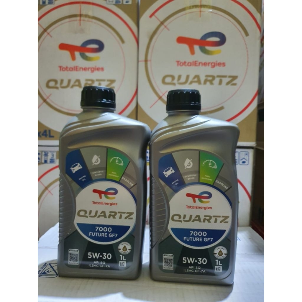 Oli Total Quartz 7000 Future Sae 5W-30 1L Api Service SQ/Gf-7A Oli mobil bensin pelumas syntehtic