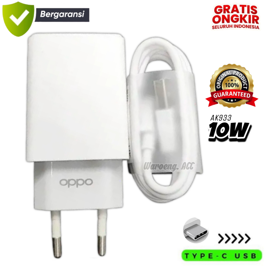 Charger Oppo Original Type C Fast Charging A16 A18 A5 2020 A52 A9 2020 Carger Cas Casan Tipe C Ori