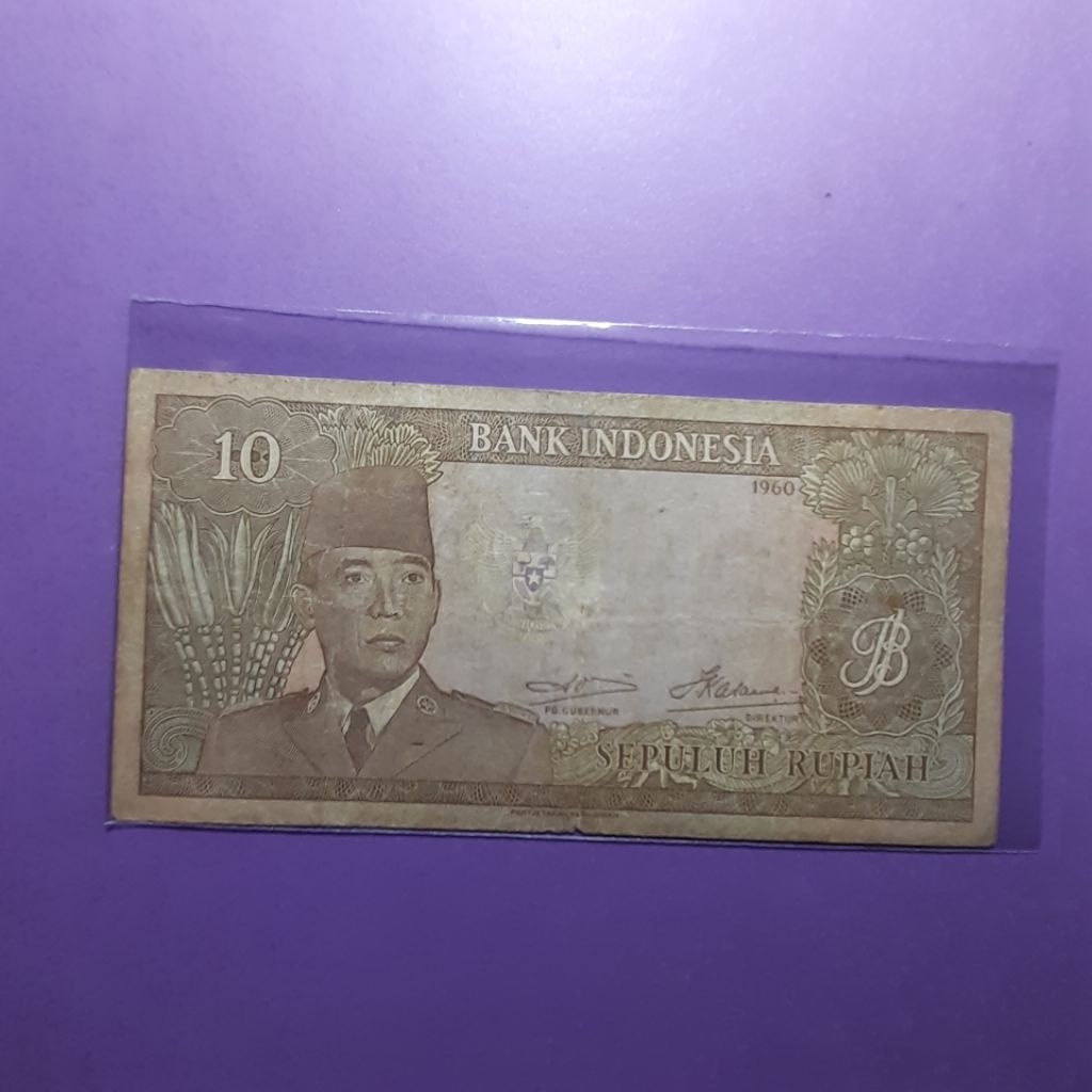 Uang kuno 10 rupiah seri sukarno tahun 1960