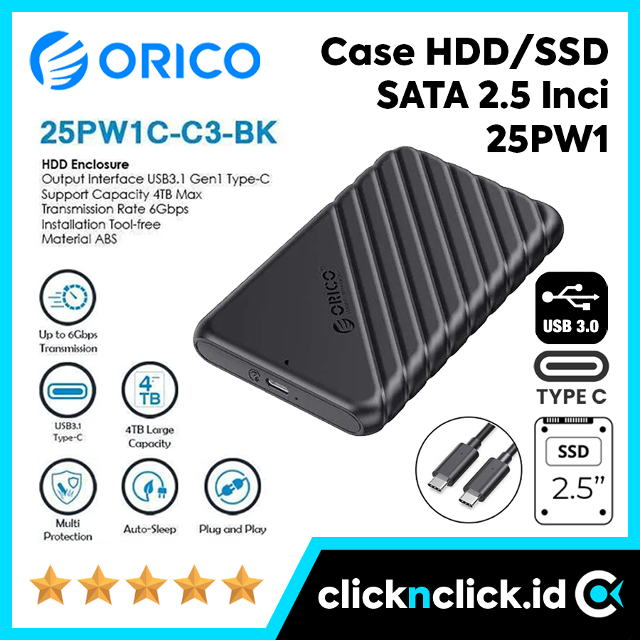 ORICO 25PW1-U3/C3 - Enclosure SATA 2.5" USB A / Type C HDD HD SSD Cover Casing Case Dock Docking Har