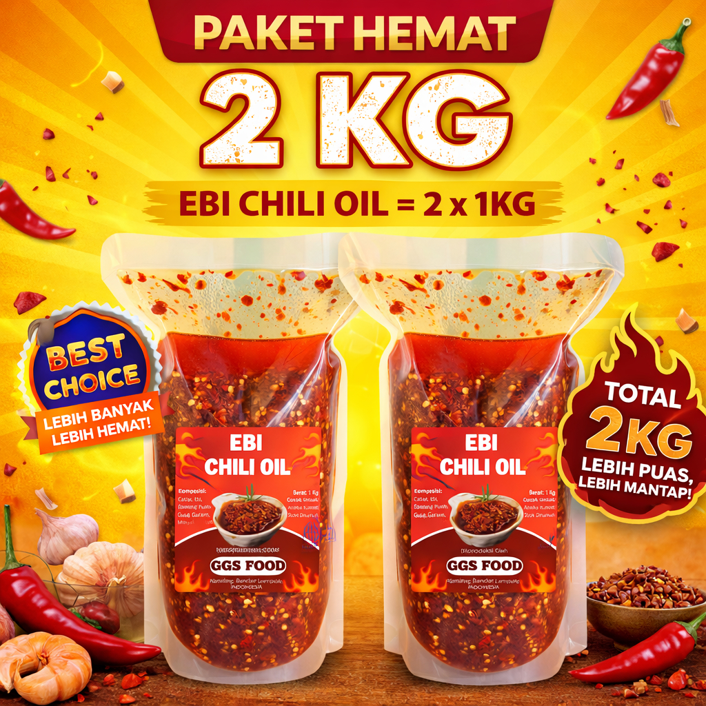 Grosir CHILI OIL Pedas Gurih 2Kg 1Kg 500g – Sambal Minyak Cabai Halal – Cocok Untuk Mie, Nasi Hangat